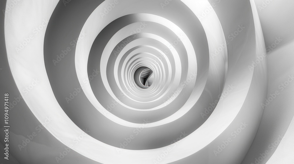 Aufkleber a mesmerizing spiral tunnel in monochrome, creating an illusion of depth and movement.