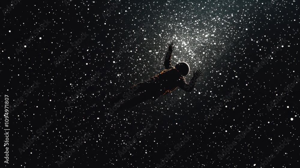 Canvas Prints a solitary figure floats weightlessly through the vastness of space, surrounded by a mesmerizing sta
