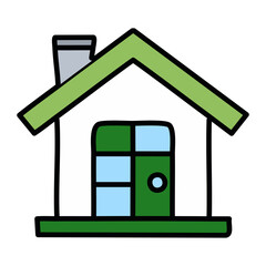Greenhouse with chimney isolated icon vector illustration design. Home flat symbol design.