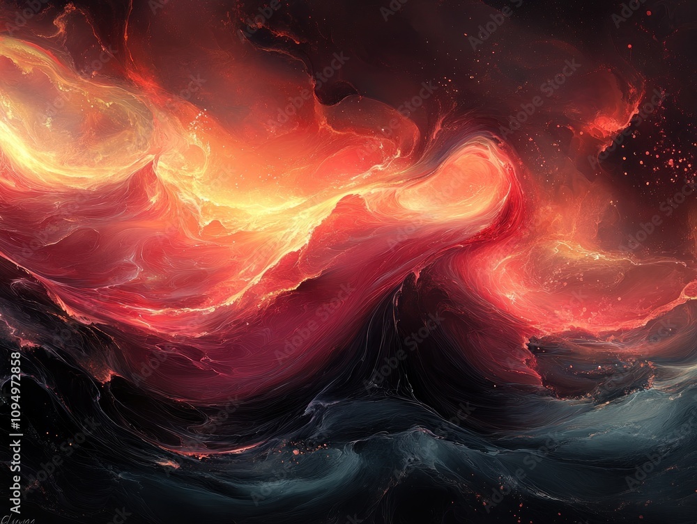 Poster cosmic colors blend, creating a mesmerizing display of celestial energy and light in space