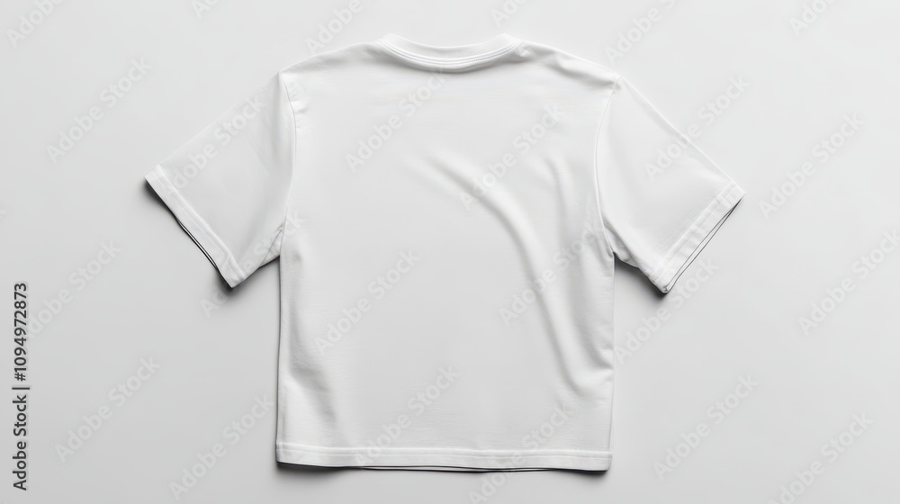 Poster clean and simple back view mockup of a plain white t-shirt on a neutral background for apparel desig