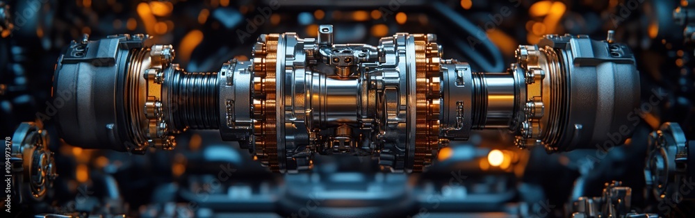 Poster close-up of an engine's internal components showing pistons and a rotating crankshaft