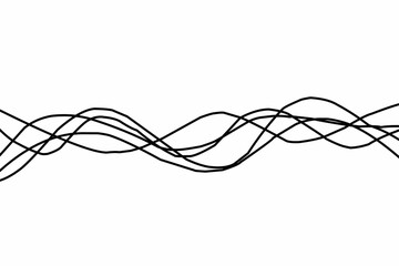 Thin wavy line abstract background. Wavy line horizontal divider outline minimalist background. Abstract black lines wave curve motion on white background. Vector Illustration. Line curve waves.

