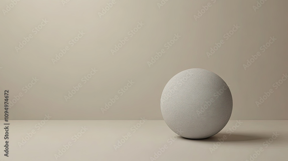 Poster modern minimalist composition featuring a textured sphere on a soft neutral background ideal for con