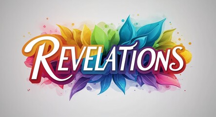 Revelations artistic colorful style lettering on plain white background