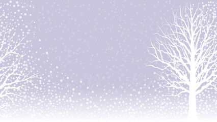 abstract winter template with tree silhouette and snowfall snow