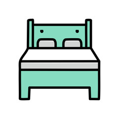 Double bed vector, Bed related filled design editable outline icon.
