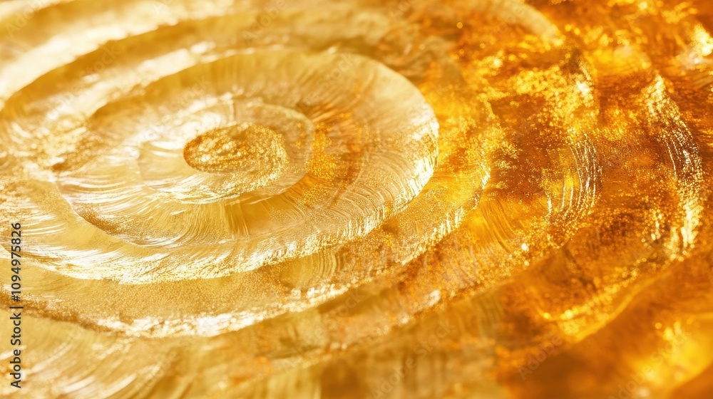 Poster close-up of a spiral pattern resembling amber or resin, showcasing texture and color.