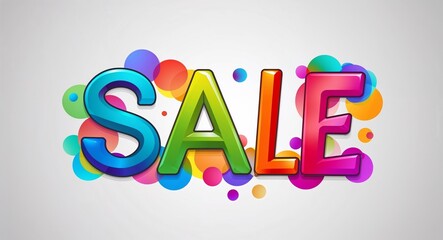 sale artistic colorful style lettering on plain white background