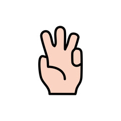 Hand gesture icon. Vector illustration. Isolated on white background.