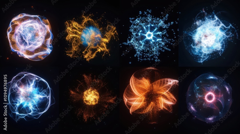 Poster visualizing algorithmic cellular mutation patterns in quantum biology an aesthetic exploration of ge