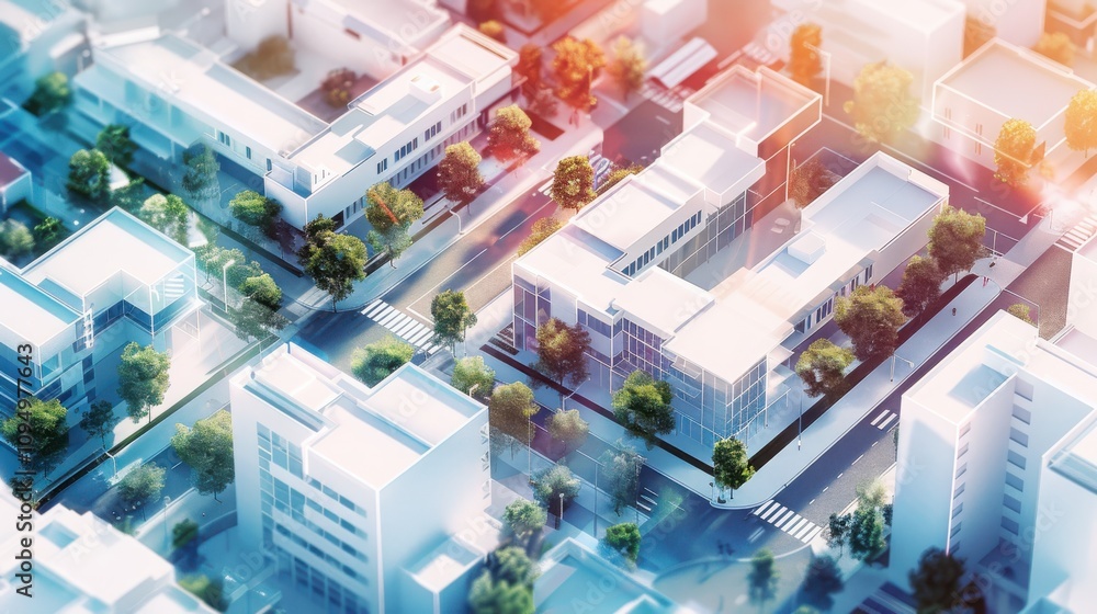 Poster visualizing algorithmic urban planning creating geometric street networks in a mathematically perfec