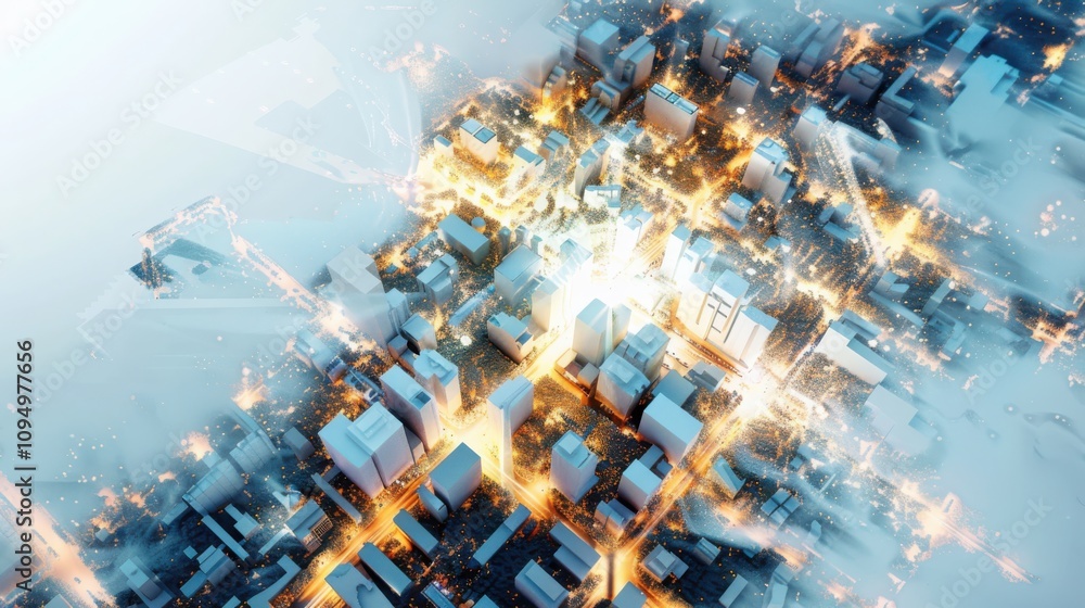 Poster visualizing algorithmic urban planning geometric street network design in a perfect mathematical cit