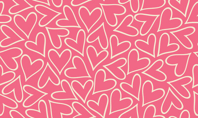 Heart Seamless Pattern. Valentine`s Day Background. Holiday Vector Ornament for Valentines Day Design. Hearts Seamless Trendy Abstract Template