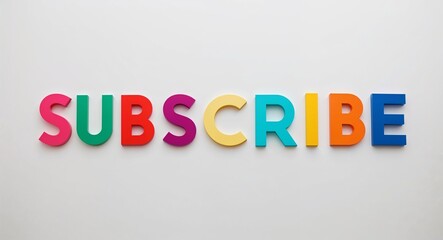 Subscribe artistic colorful style lettering on plain white background