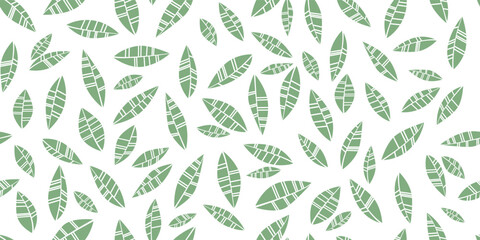 Floral Seamless Pattern. Green Leaves Ornament. Trendy Contemporary Floral Design Perfect for Fabric, Prints, Social Media, Textile, Invitations, Branding Design. Vector Illustration