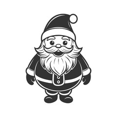 Cute Santa Claus Silhouette. Black and White Design. Christmas Holiday Design Template. Illustration