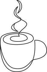 Continuous Line Drawing of Tea or Coffee Cup Trendy Minimalist Illustration. Cup One Line Abstract Drawing. Minimalist Contour Drawing for Cafe Design. Vector EPS 10.	