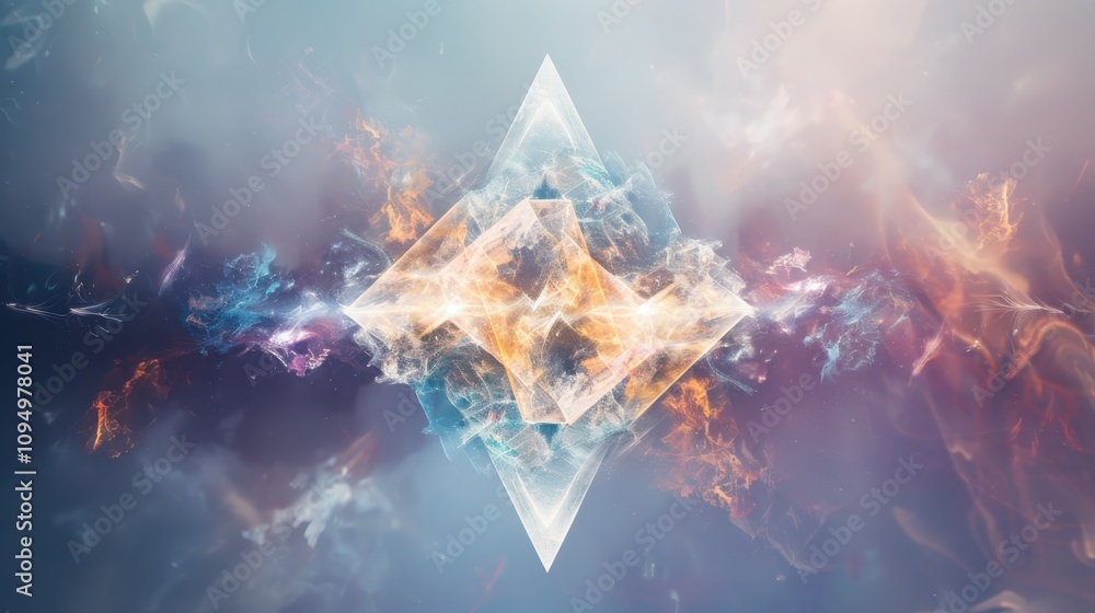 Poster exploring artificial intelligence data visualization geometric processing patterns in a digital envi