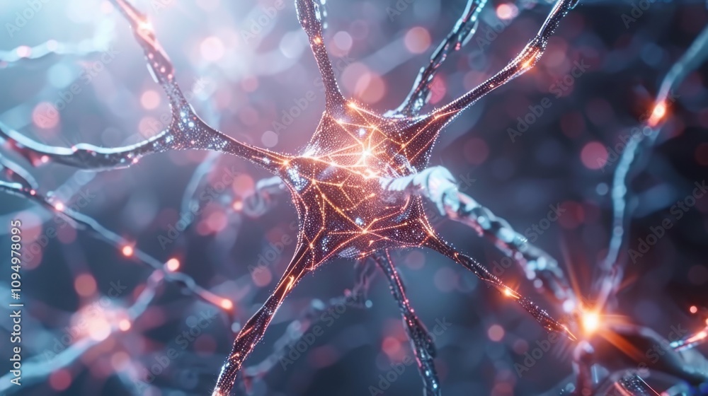 Poster visualizing artificial intelligence neural network interconnectivity abstract environment glowing sy