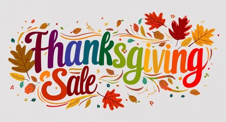Obraz premium thanksgiving sale artistic colorful style lettering on plain white background