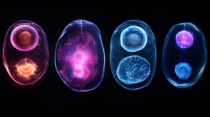 Naklejka premium The stages of mitosis from prophase to telophase