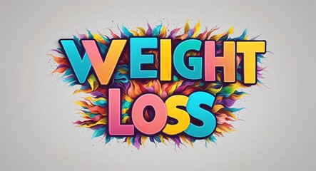 weight loss artistic colorful style lettering on plain white background