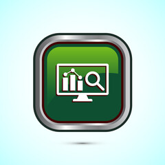 Data analytics icon design illustration. Market research, analytic icon, Green Color Square Button Design
