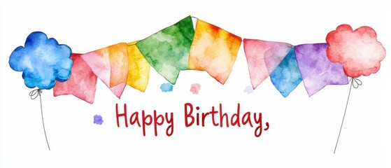Colorful birthday bunting spelling out 'happy birthday ' festive celebration home party decorative art outdoor event joyful vibe for seo impact