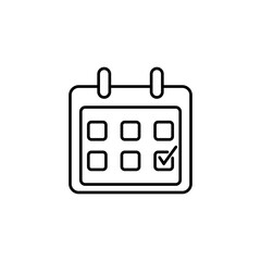 calendar icon with check mark vector illustration, isolated on white