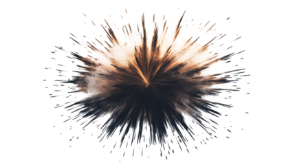 Intense fiery explosion bursting with energy on dark background dramatic