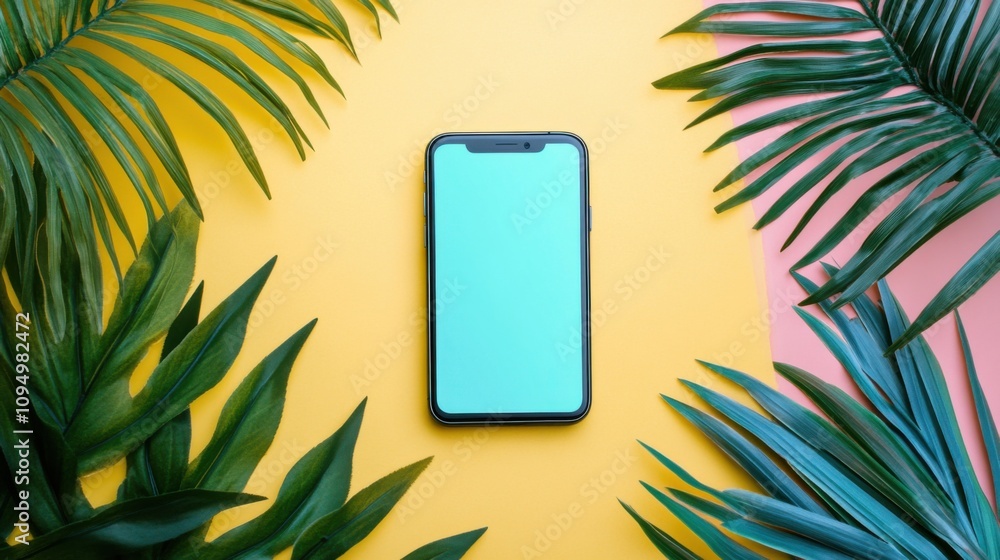 Poster smartphone mockup on a simple background, ready for showcasing digital applications and design
