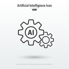 Gear smart AI icon. Artificial intelligence and digital technology. Innovation and business. Icon element for application and web. Vector illustration.