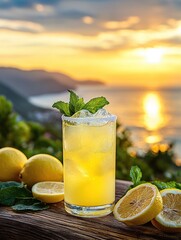 italian limoncello sunset cooler cocktail