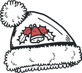 Christmas cap color vector art illustration