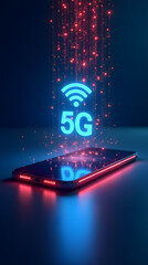 Futuristic 5G Technology Concept on Smartphone
