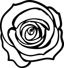 Rose drawing. Floral tattoo. Flower line icon