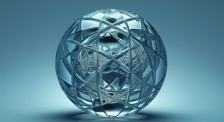 Blue Geometric Glass Sculpture, Geometry Angle Shape Design, Reflective, Elegant Refracting Translucent Art