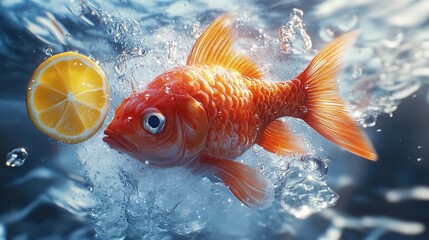 Golden Fish Swimming Against the Flow in a School of Silver Fish
