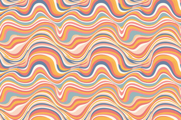 Retro 70s Groovy Hippie Backgrounds with Psychedelic Waves and Swirl Patterns