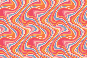 Retro 70s Groovy Hippie Backgrounds with Psychedelic Waves and Swirl Patterns