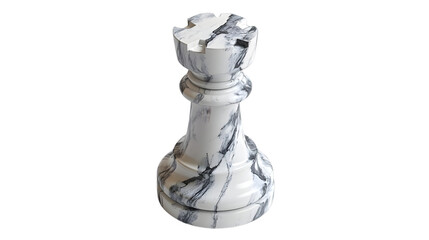 White Marble Chess Rook 3D Render