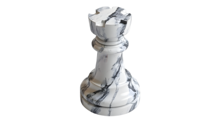 White Marble Chess Rook 3D Render