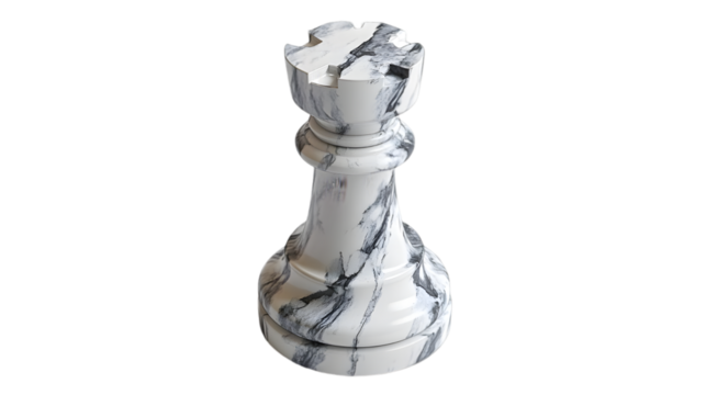 White Marble Chess Rook 3D Render