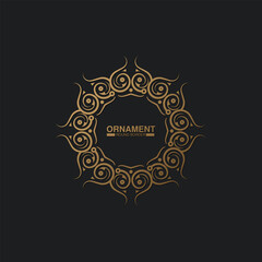 Luxury dark Gold round floral frame design