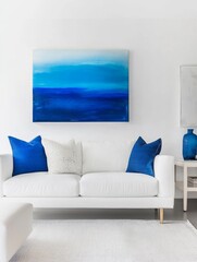 Modern Living Room Decor Featuring Blue Abstract Art