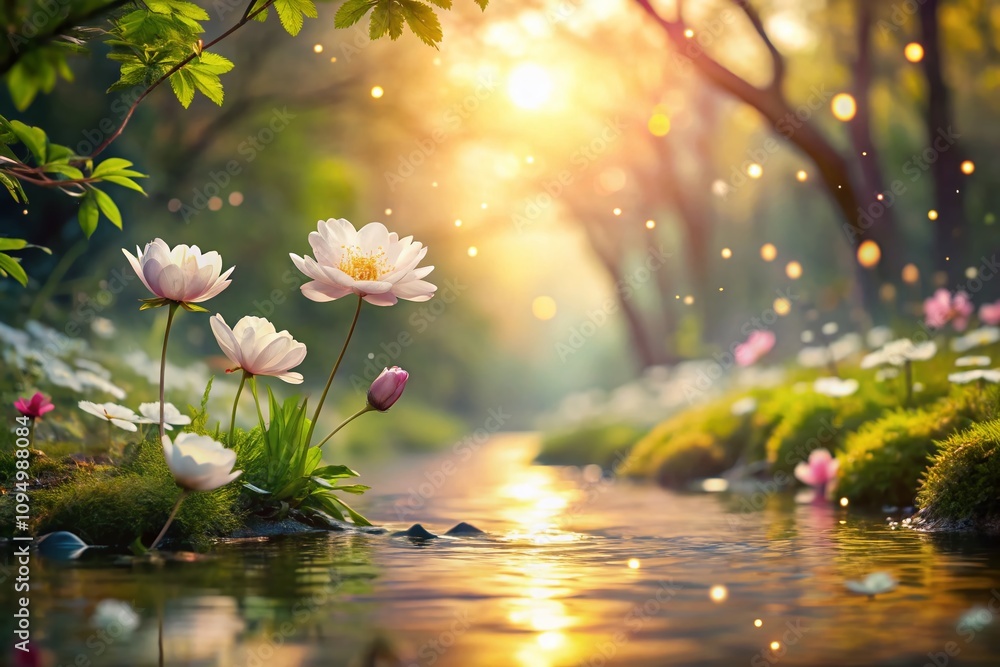 Poster ethereal bokeh effect representing divine grace with soft light and dreamy backgrounds, capturing se