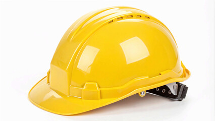 vibrant yellow construction helmet isolated on a white background, symbolizing safety and protection in industrial settings isolated white background 
