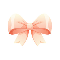 White cartoon bow on white background. White festive ribbon. Vector isolated element