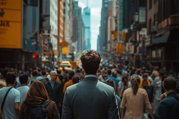 Fototapeta premium African American Businessman Walking Busy City Street